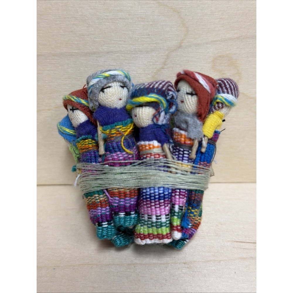 Mexican Colorful Worry Dolls Women Figures Handmade Set Craft/Sewing